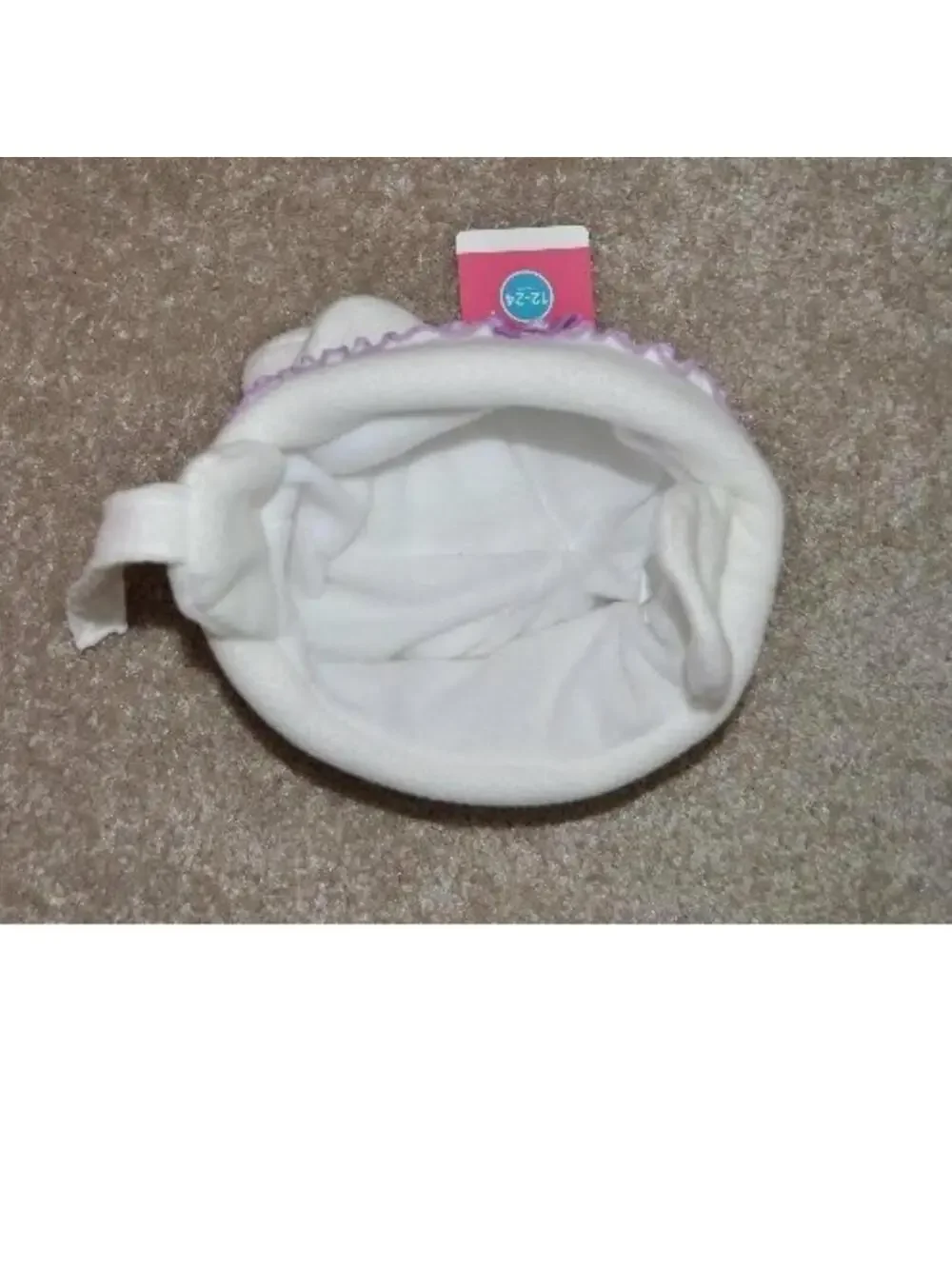 Toddler Girls Carters Winter Hat & Mittens 12/24 Months White Purple Fleece